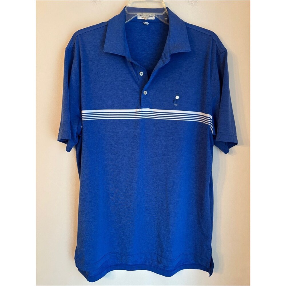 Peter Millar Men's summer comfort golf Polo Striped St. Andrew’s golf course Med